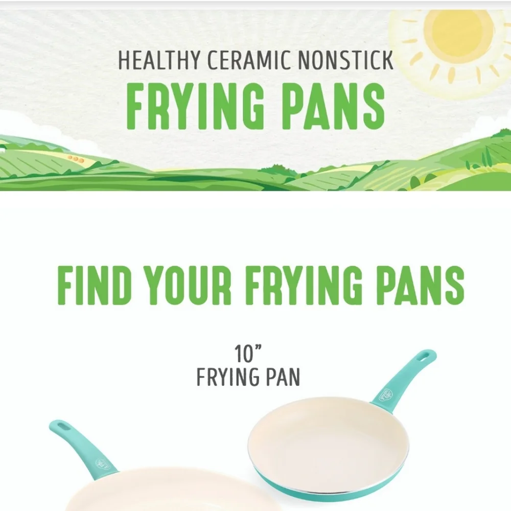 Green Life Ceramic Fry Pan 2 piece Set In Blue